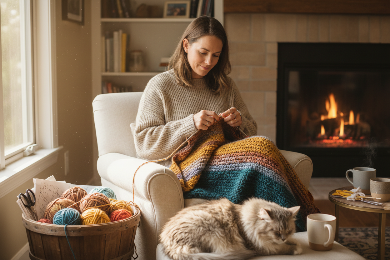 women diy knitting cozy